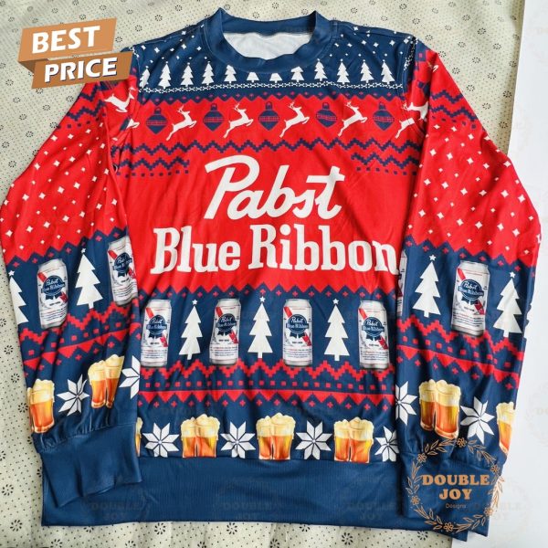 Pabst Blue Ribbon Beer Merry Christmas 2024 Sweater