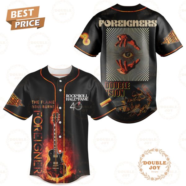 The Flame Still Burns Foreigner Rock Band Double Vision Baseball Jersey