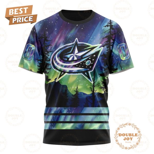 NHL Columbus Blue Jackets Special Design With Northern Lights 2024 Hoodie