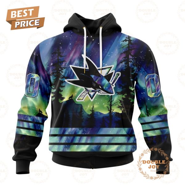 NHL San Jose Sharks Special Design With Northern Lights 2024 Hoodie