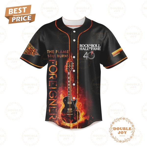 The Flame Still Burns Foreigner Rock Band Double Vision Baseball Jersey