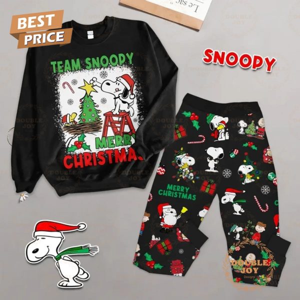 Team Snoopy Merry Christmas 2024 Fleece Pajamas Set