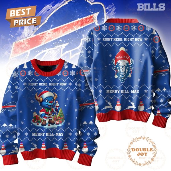 Buffalo Bills Right Here, Right Now Merry Bill-Mas Sweater