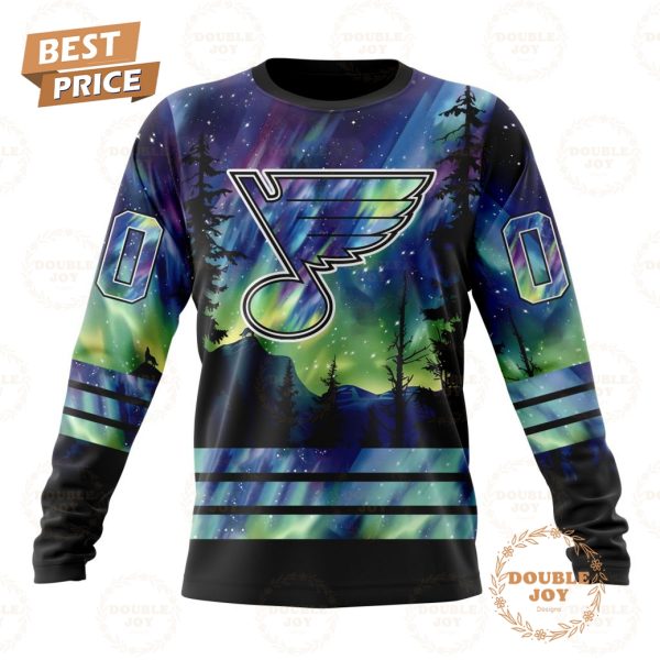 NHL St. Louis Blues Special Design With Northern Lights 2024 Hoodie