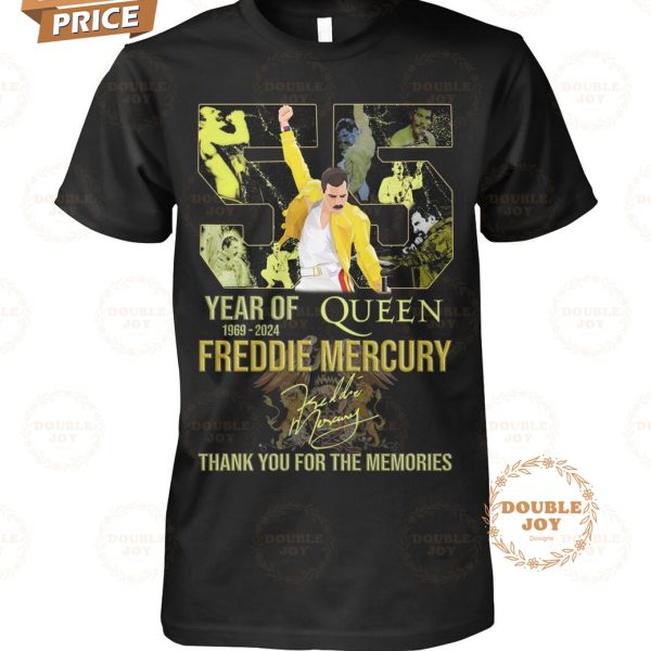 Freddie Mercury 55 Year Of Queen 1969-2024 Thank You For The Memories T-Shirt