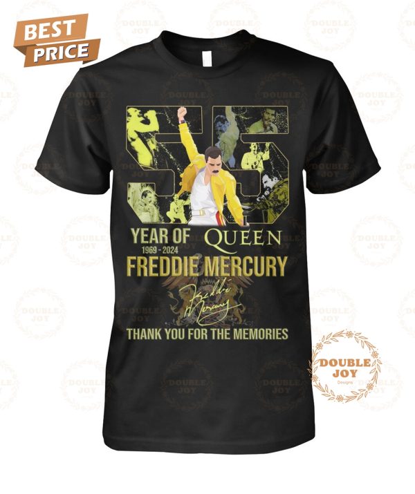 Freddie Mercury 55 Year Of Queen 1969-2024 Thank You For The Memories T-Shirt