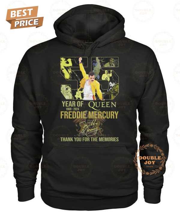 Freddie Mercury 55 Year Of Queen 1969-2024 Thank You For The Memories T-Shirt