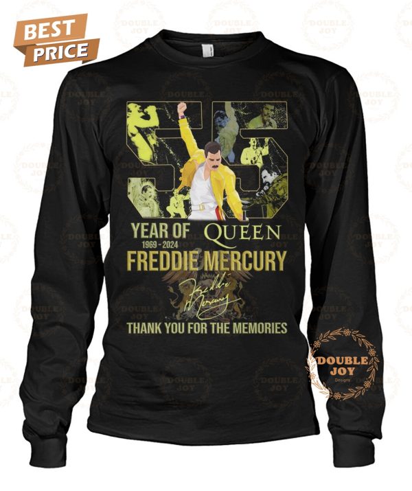 Freddie Mercury 55 Year Of Queen 1969-2024 Thank You For The Memories T-Shirt