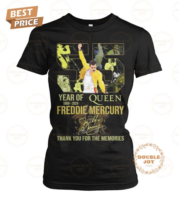 Freddie Mercury 55 Year Of Queen 1969-2024 Thank You For The Memories T-Shirt