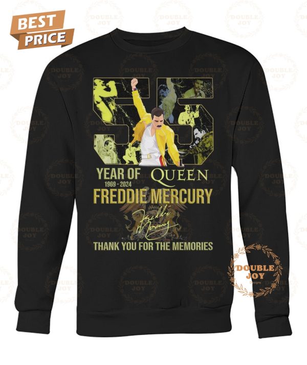 Freddie Mercury 55 Year Of Queen 1969-2024 Thank You For The Memories T-Shirt