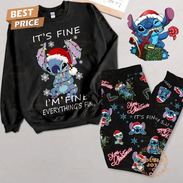 Stitch It’s Fine I’m Fine Everthing’s Fine Merry Christmas Fleece Pajamas Set