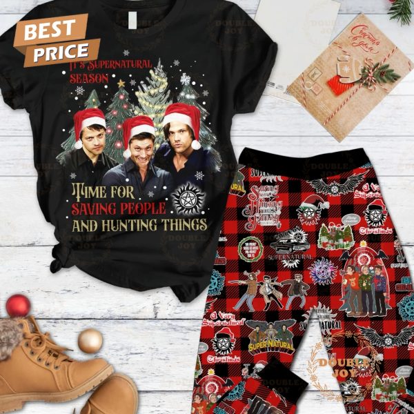 It’s Supernatural Season Time For Saving People And Hunting Things Fleece Pajamas Set