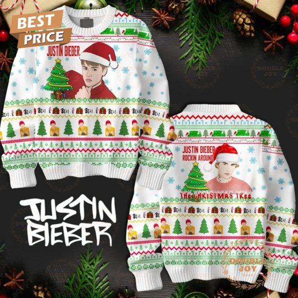 Justin Bieber Rockin Around The Christmas Tree Sweater – White