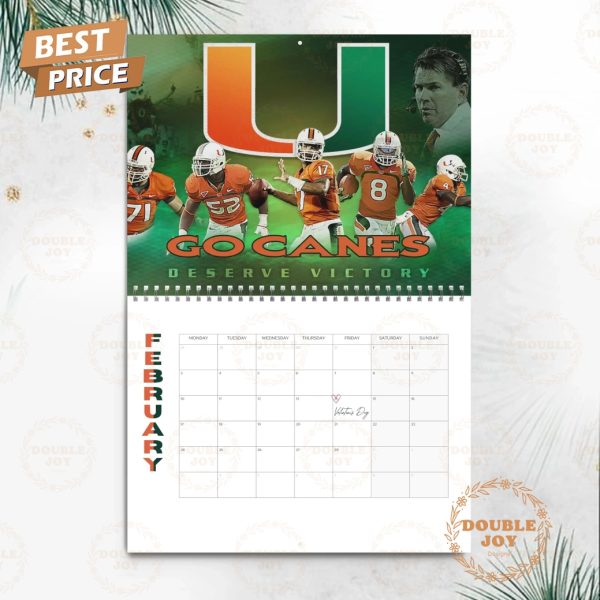 Miami Hurricanes 2025 Wall Calendar