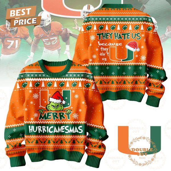 NCAA Miami Hurricanes They Hate Us Because They Ain’t Us Merry Hurricanesmas Sweater