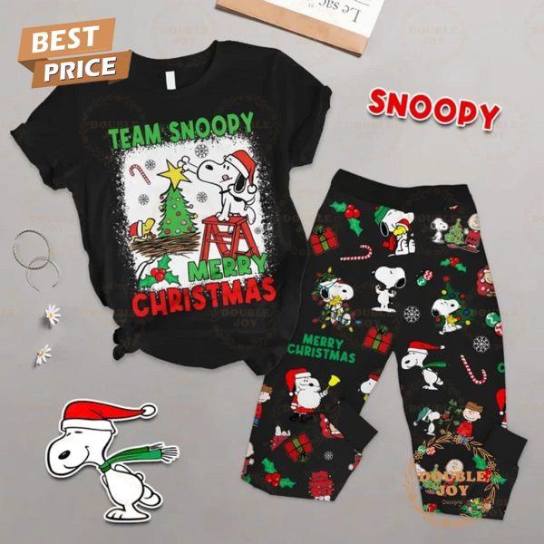 Team Snoopy Merry Christmas 2024 Fleece Pajamas Set