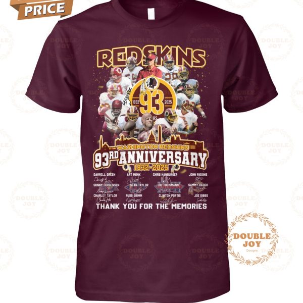 NFL Washington Commanders 93rd Anniversary 1932-2025 Thank You For The Memories T-Shirt