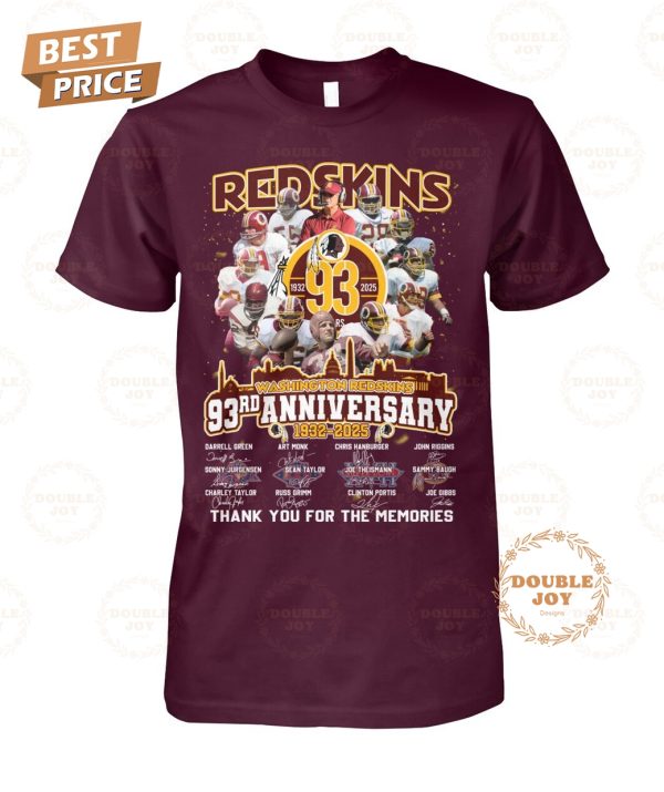 NFL Washington Commanders 93rd Anniversary 1932-2025 Thank You For The Memories T-Shirt