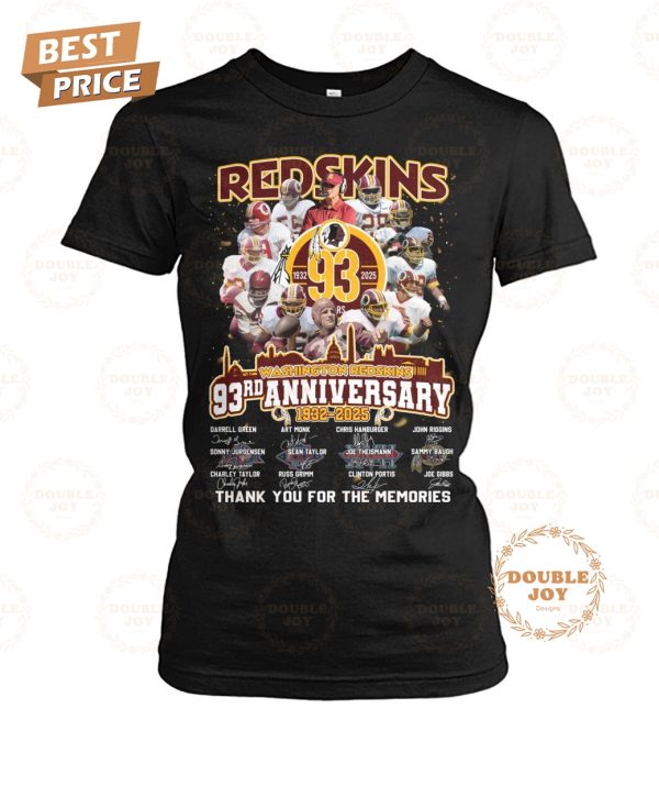 NFL Washington Commanders 93rd Anniversary 1932-2025 Thank You For The Memories T-Shirt