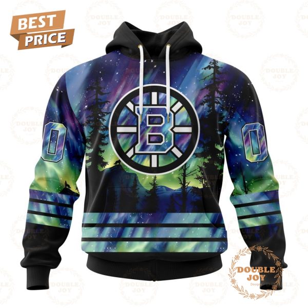 NHL Boston Bruins Special Design With Northern Lights 2024 Hoodie