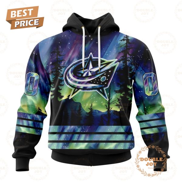 NHL Columbus Blue Jackets Special Design With Northern Lights 2024 Hoodie