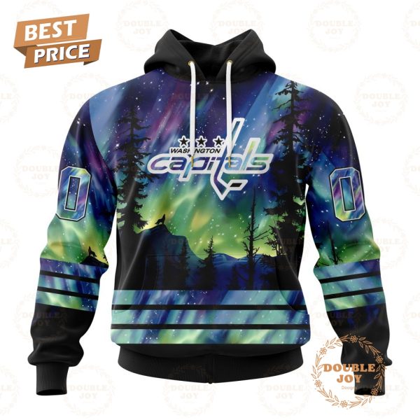 NHL Washington Capitals Special Design With Northern Lights 2024 Hoodie