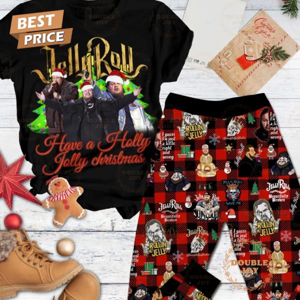 Jelly Roll Have A Holly Jolly Christmas Fleece Pajamas Set