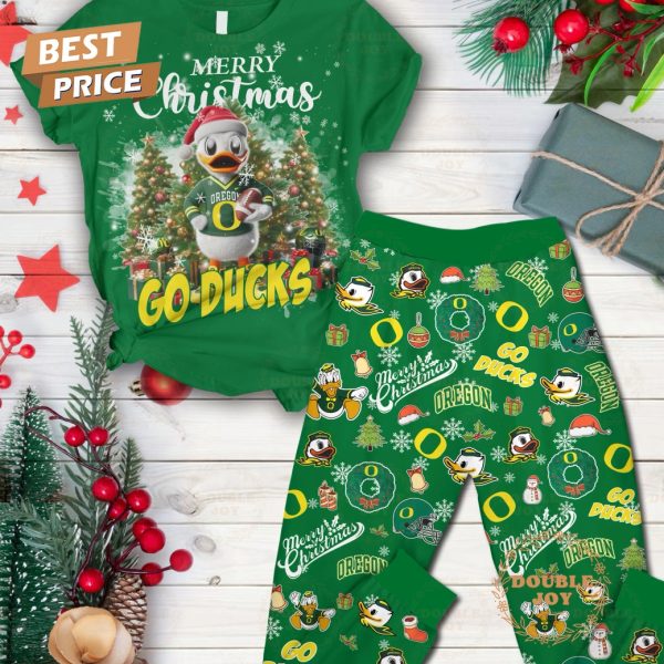 Oregon Ducks Merry Christmas Go Ducks Fleece Pajamas Set