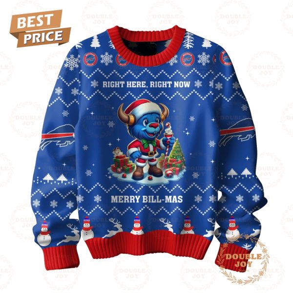 Buffalo Bills Right Here, Right Now Merry Bill-Mas Sweater