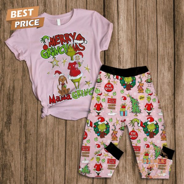 The Grinch Merry Grinchmas Mama Grinch Fleece Pajamas Set – Pink