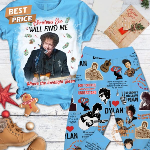 Bob Dylan Christmas Eve Will Find Me Where The Lovelight Gleams Fleece Pajamas Set