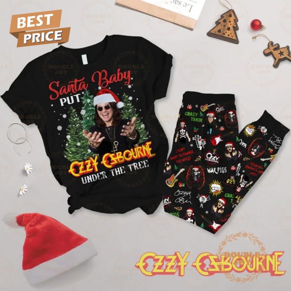 Santa Baby Put Ozzy Osbourne Under The Tree Merry Christmas Fleece Pajamas Set