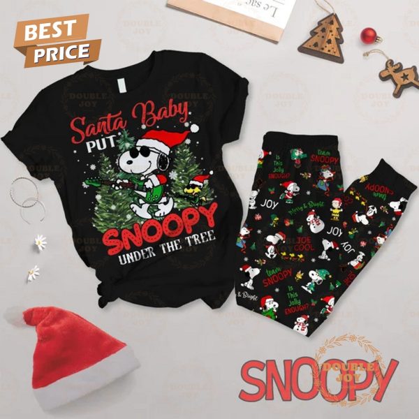 Santa Baby Put Snoopy Under The Tree Fleece Pajamas Set