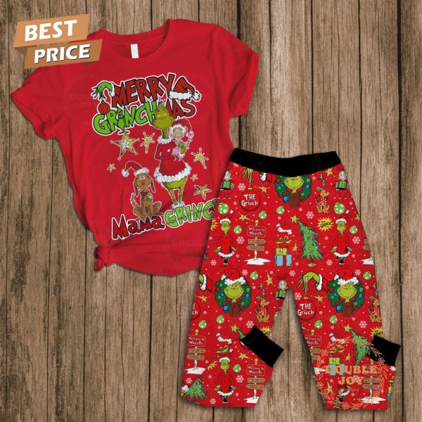 The Grinch Merry Grinchmas Mama Grinch Fleece Pajamas Set – Red