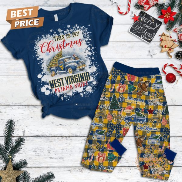 This Is My Christmas NCAA West Virginia Mountaineers Pajama Shirt Fleece Pajamas Set