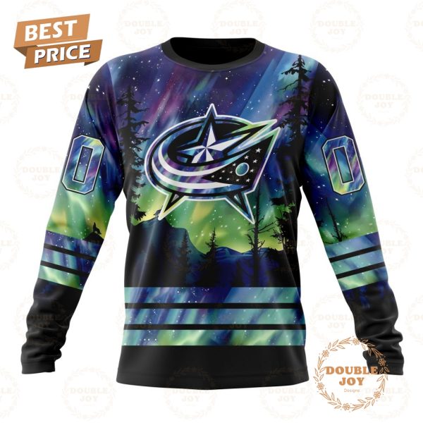 NHL Columbus Blue Jackets Special Design With Northern Lights 2024 Hoodie