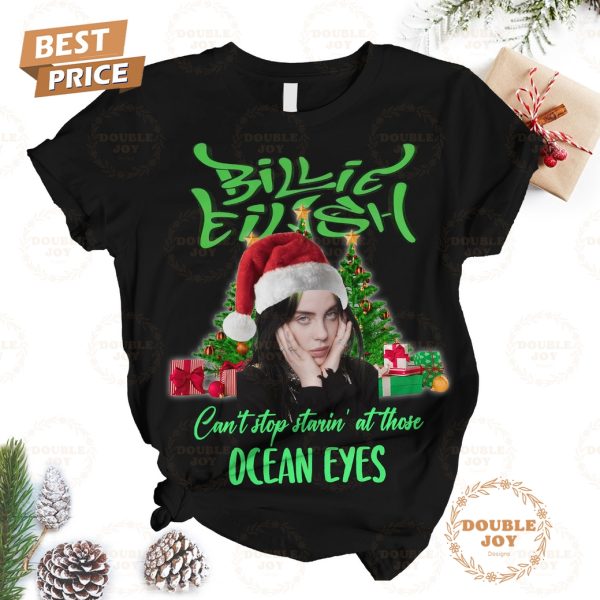 Billie Eilish Can’t Stop Starin’ At Those Ocean Eyes Christmas Fleece Pajamas Set