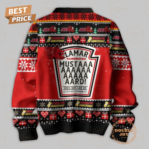 NCAA Jacksonville State Gamecocks 2024 Lamar Gamecocks Mustard! Merry Christmas Sweater