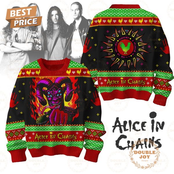 Rooster A Tribute To Alice In Chains Rock Band Merry Christmas 2024 Sweater