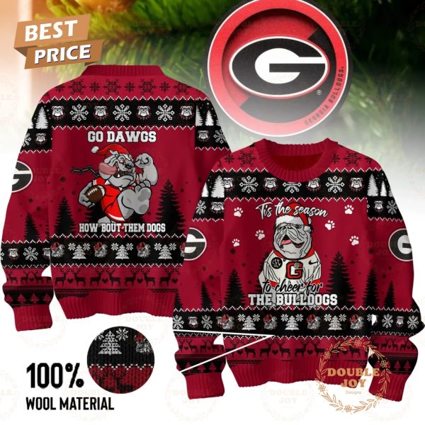 Tis The Season To Cheer For NCAA Georgia Bulldogs, Go Dawgs How About Them Dogs Merry Christmas 2024 Sweater