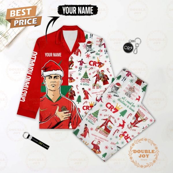 Cristiano Ronaldo All I Want For Christmas Is Siuuuuuuu Custom Name Pajamas Set