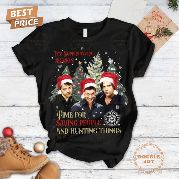 It’s Supernatural Season Time For Saving People And Hunting Things, Merry Christmas 2024 Fleece Pajamas Set