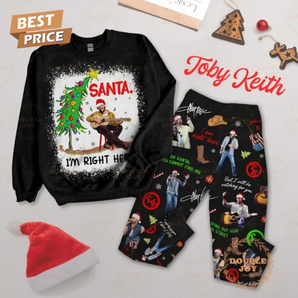 Toby Keith Santa, I’m Right Here Merry Christmas 2024 Fleece Pajamas Set