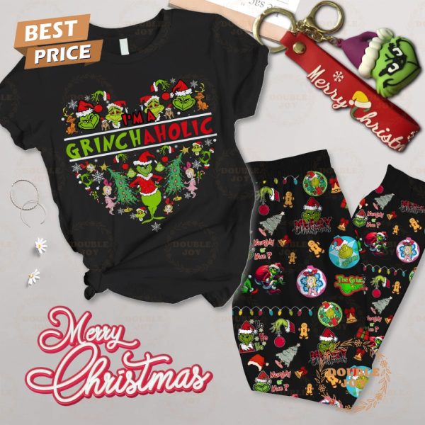 The Grinch Aholic Merry Christmas 2024 Fleece Pajamas Set