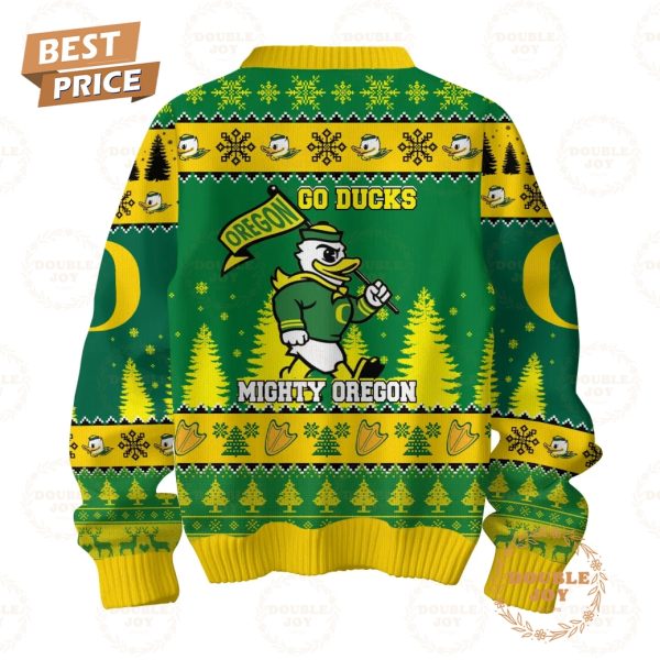 Tis The Season To Cheer For NCAA Oregon Ducks, Go Ducks Mighty Oregon Merry Christmas 2024 Sweater