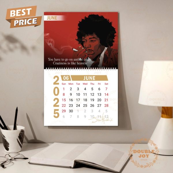 Jimi Hendrix 2025 Wall Calendar