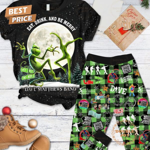 Dave Matthews Band X Grinch Eat, Drink And Be Merry 2024 Fleece Pajamas Set