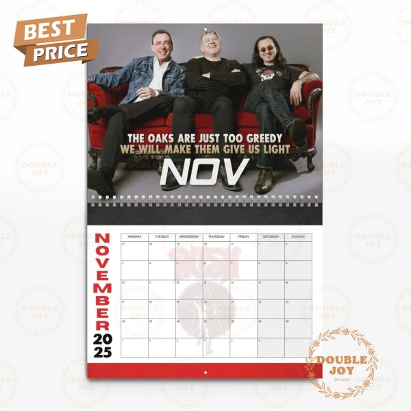 Rush Rock Band 2025 Wall Calendar