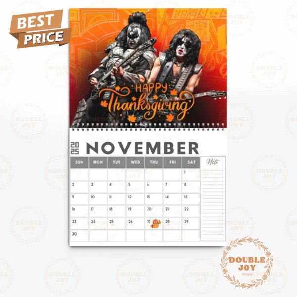 Kiss Rock Band 2025 Wall Calendar