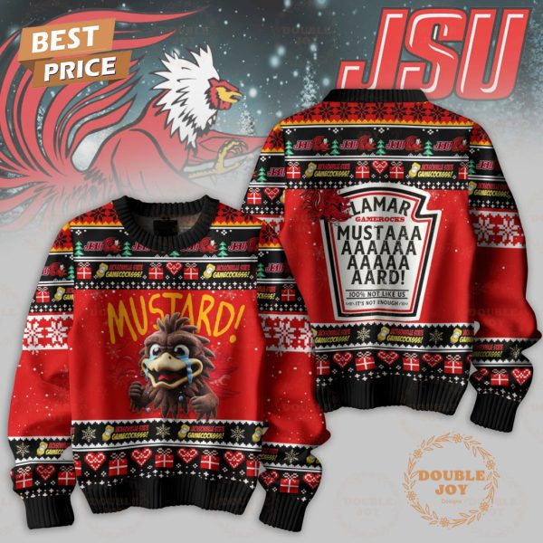 NCAA Jacksonville State Gamecocks 2024 Lamar Gamecocks Mustard! Merry Christmas Sweater